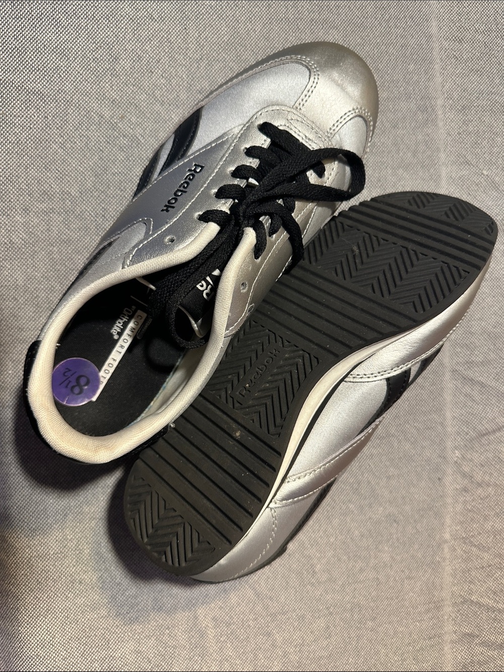 Reebok Men’s Silver and Black Low-Profile Sneakers
